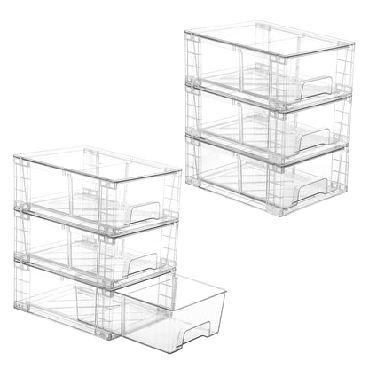 Vtopmart 4 Pack Stackable Clear Drawer with Dividers