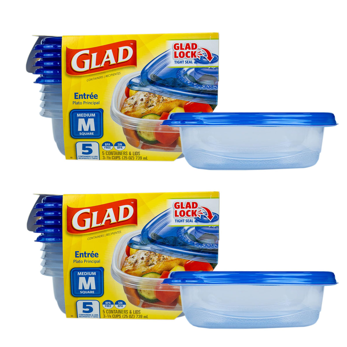 Glad GladWare Deep Dish Food Storage Containers, 64 Oz, 3 Count