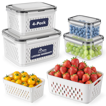 HOTEC 5-Pack Fruit Storage Container for Fridge, 4.15L