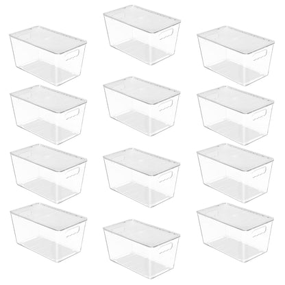 Vtopmart 6 Pack Clear Stackable Storage Bins with Lids and Handles, Large