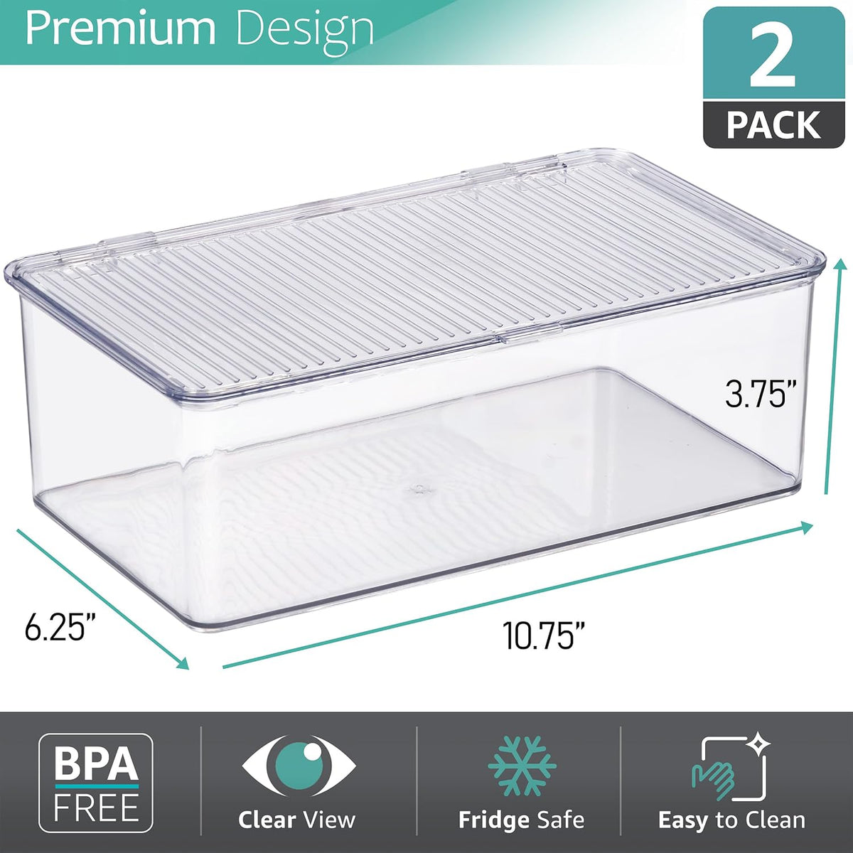 Sorbus Clear Storage Bins with Lids, Stackable Organizer (Medium)