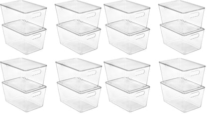 Vtopmart 6 Pack Clear Stackable Storage Bins with Lids and Handles, Medium