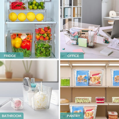 MUCHII 6 Pack Fridge Organizers and Storage, Clear Stackable Bins with Lids