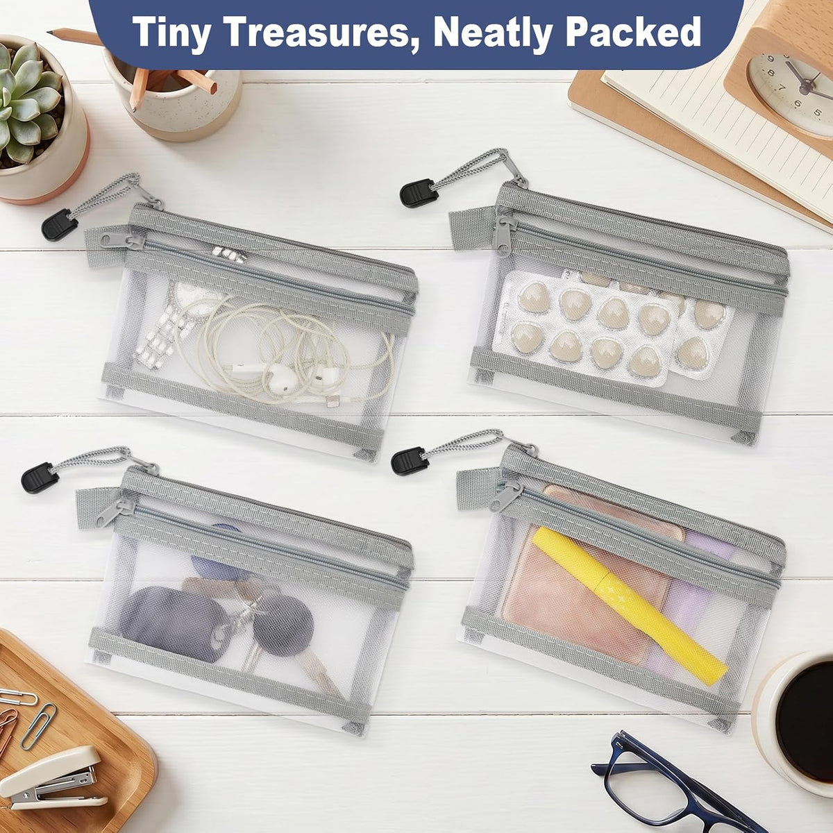 Lock Box for Medication, Medicine Lock Box with Small Mesh Zipper Pouch, Lockable Storage Box with Code for Phone Medicine Snack, BPA-Free Lock Box for Fridge, Home, Office, School, Gift