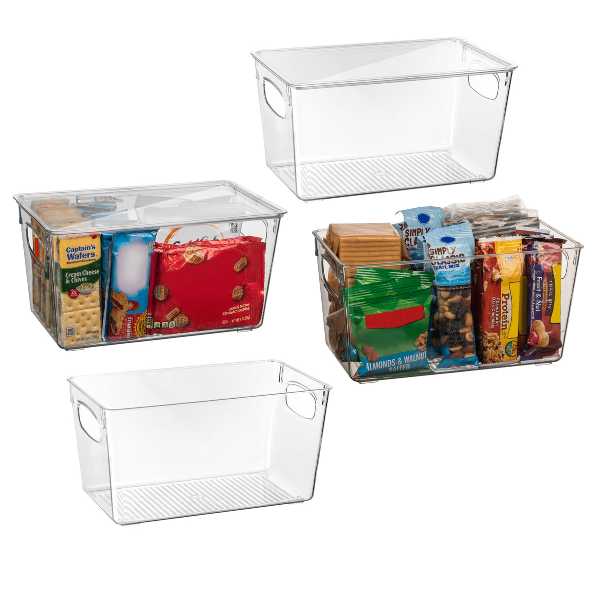 CLEARSPACE Plastic Storage Bins With lids – Perfect Kitchen Fridge Organizer, Pantry Organization, Cabinet Organizers (4 Pack)