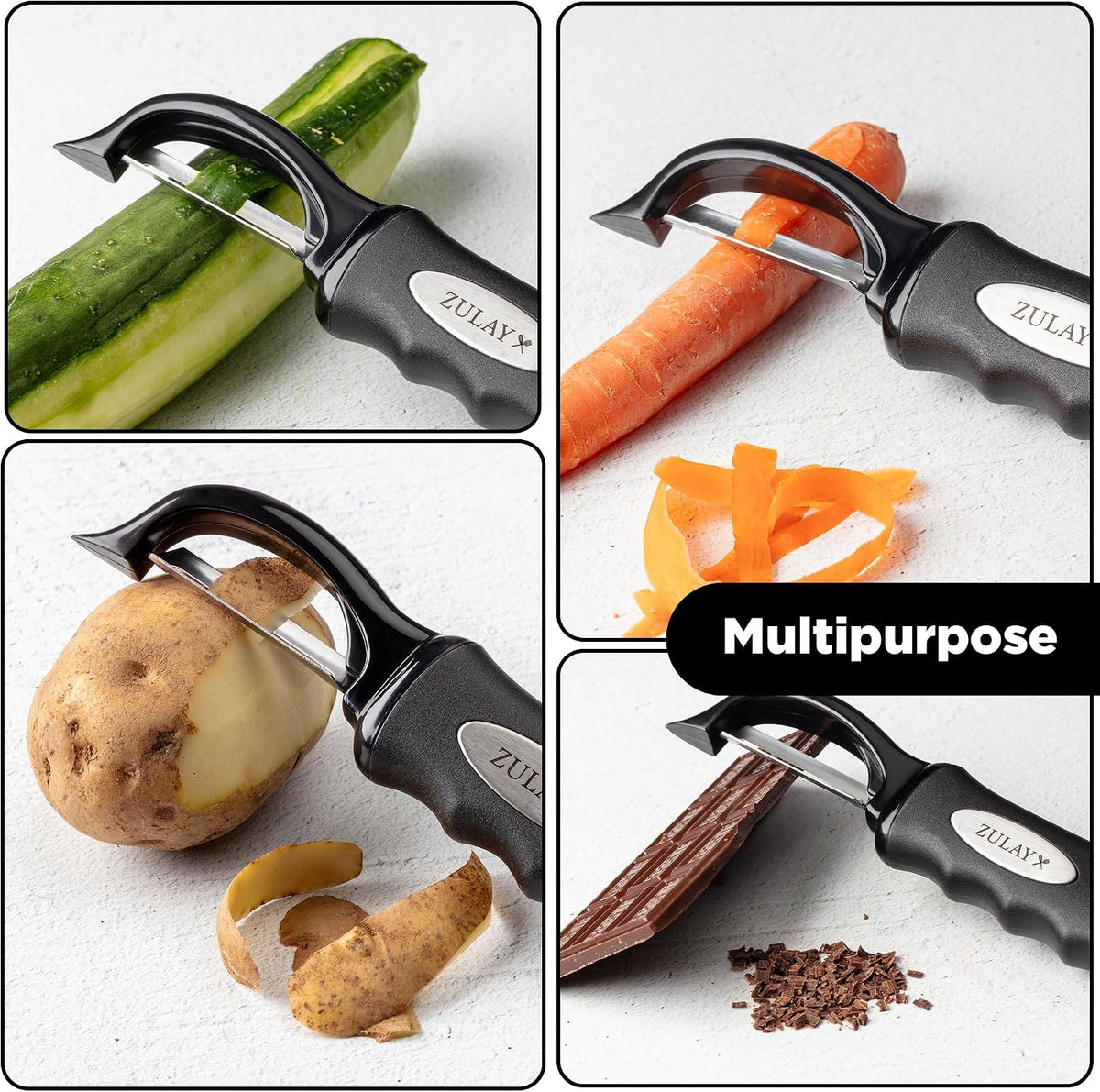 Zulay Kitchen Premium Potato Peeler, Vegetable Peeler for Kitchen, Black