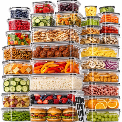 BiuLeon 40 PCS Food Storage Containers with Airtight Lids, BPA-free Plastic