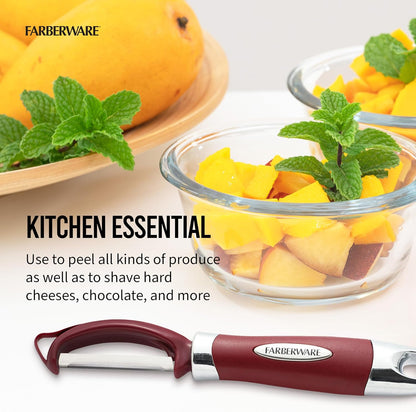 Farberware Euro Vegetable Peeler with Swivel Blade Red