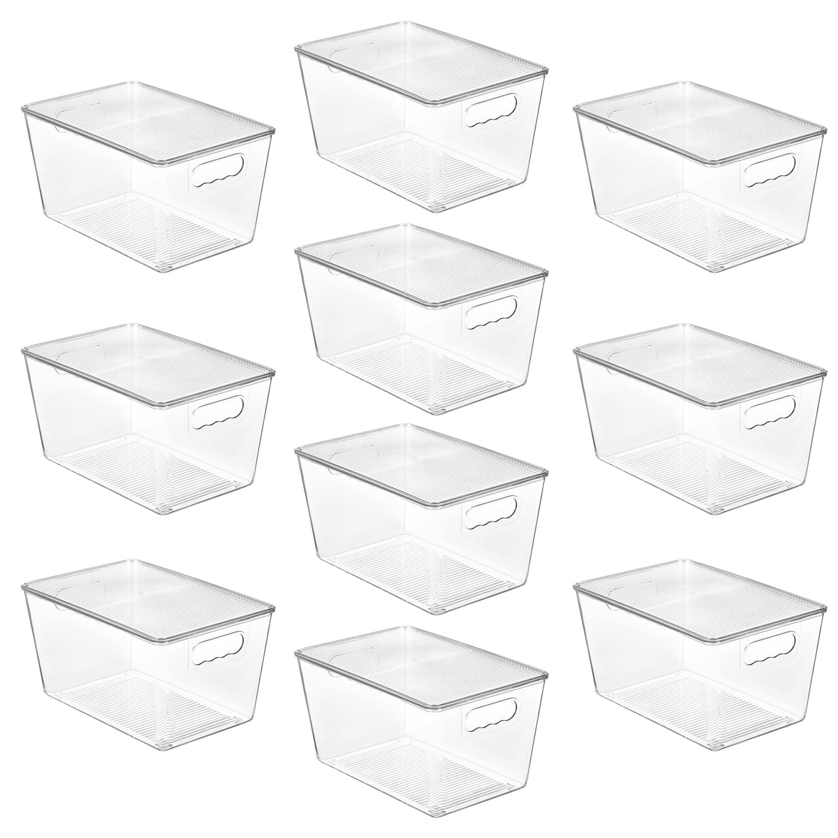Vtopmart 4 Pack Clear Stackable Storage Bins with Lids and Handles, Large
