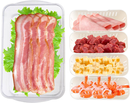 MANO Divided Snackle Box Charcuterie Container with 4 Compartment Serving Tray with Dividers for Fridge Refrigerator Veggie Fruit Berry Salad Storage(1 Pack)