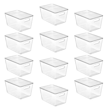 Vtopmart 6 Pack Clear Stackable Storage Bins with Lids and Handles, Medium