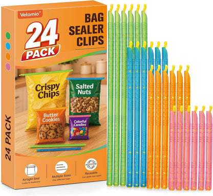 24Pack Chip Clips,Slide-On Bag Clip,Sealer Stick for Food Storage