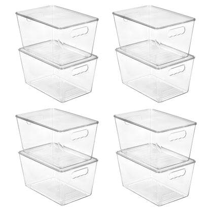 Vtopmart 6 Pack Clear Stackable Storage Bins with Lids and Handles, Medium