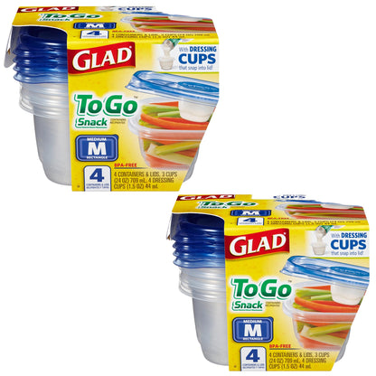 Glad GladWare Deep Dish Food Storage Containers, 64 Oz, 3 Count