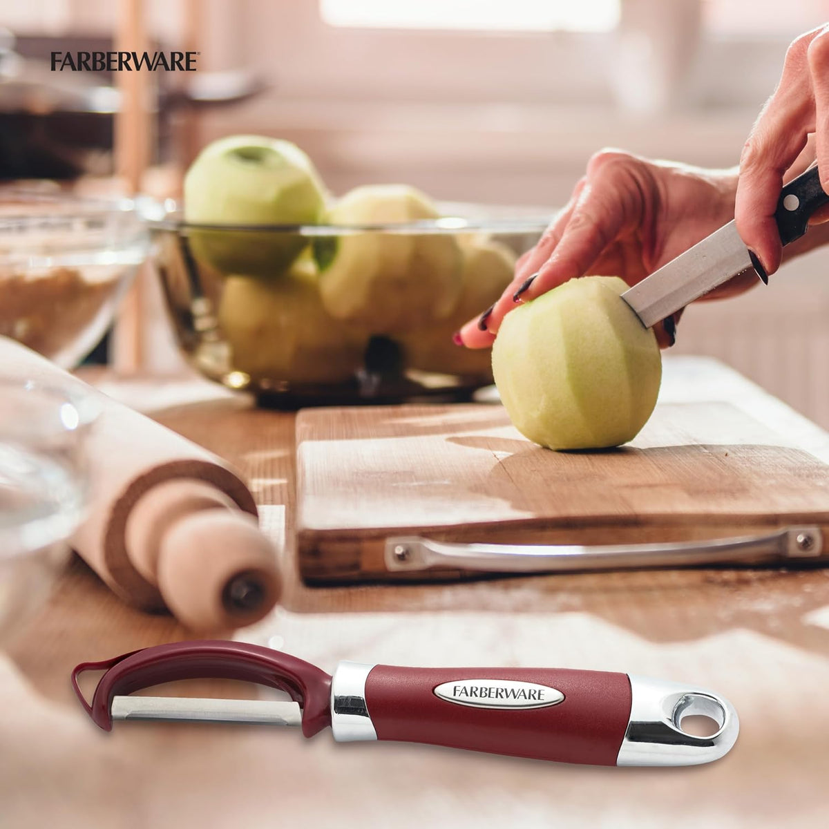 Farberware Euro Vegetable Peeler with Swivel Blade Red