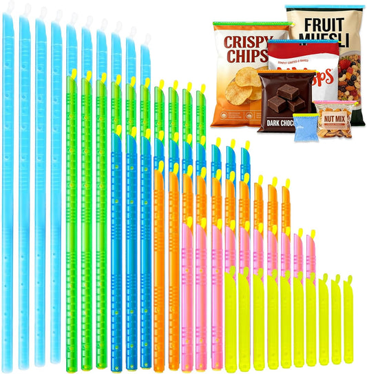 60 PCS Magic Bag Sealer Sticks,Reusable Chip Clips, 6 Sizes