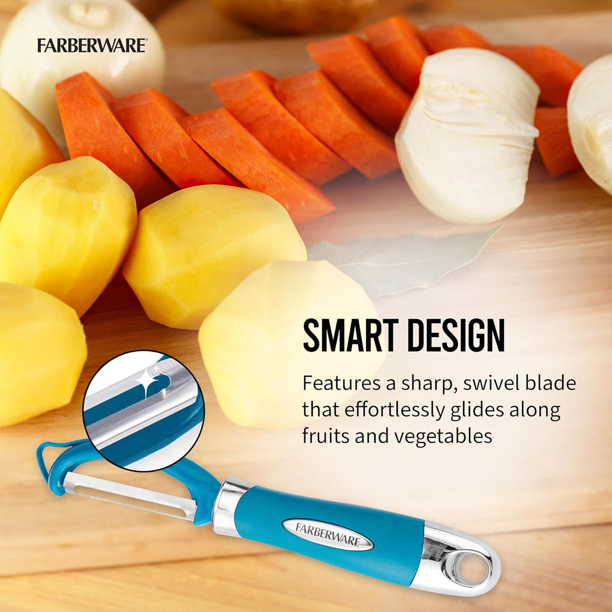 Farberware Euro Vegetable Peeler with Swivel Blade Dark Teal