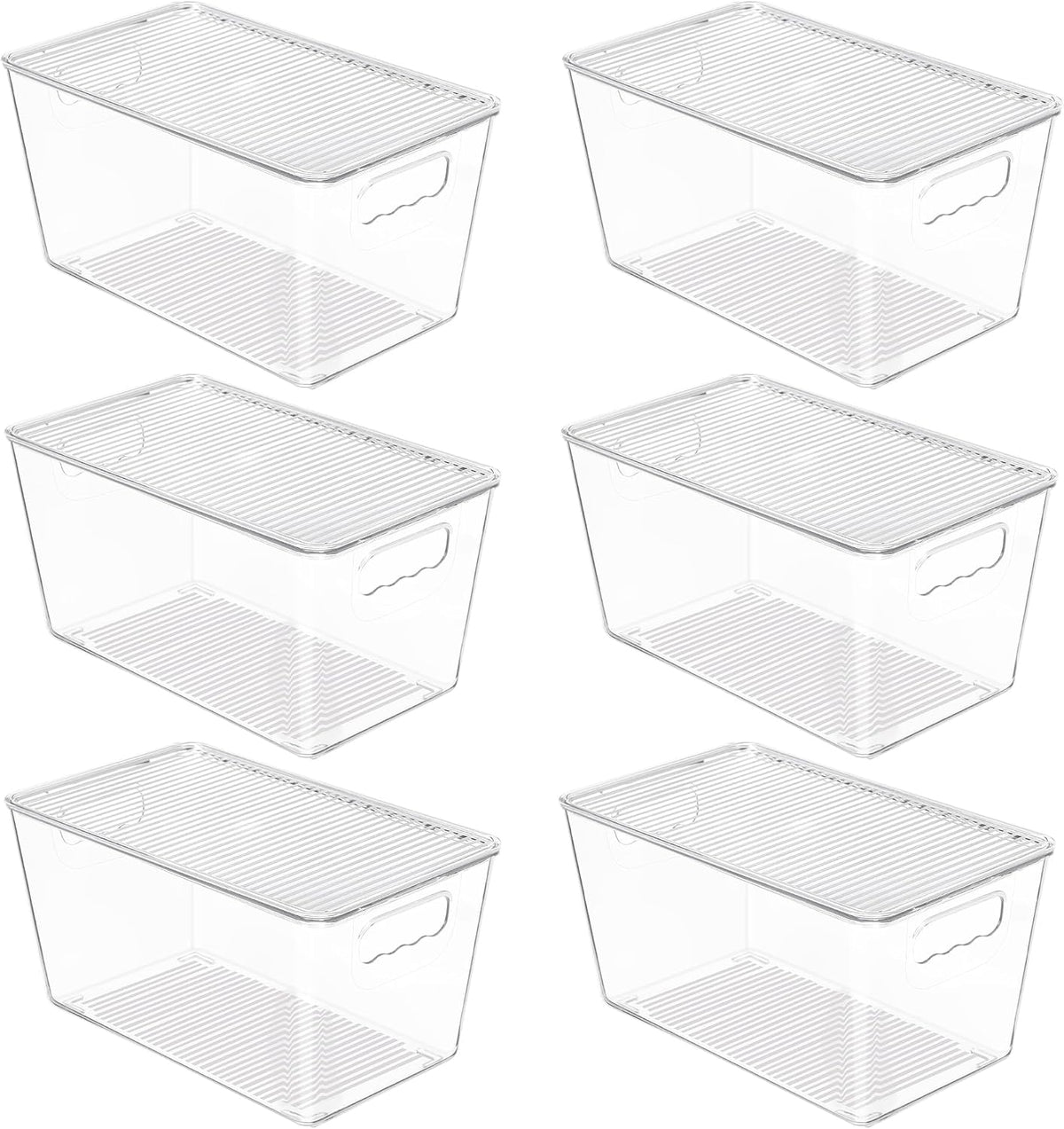 Vtopmart 6 Pack Clear Stackable Storage Bins with Lids and Handles, Medium