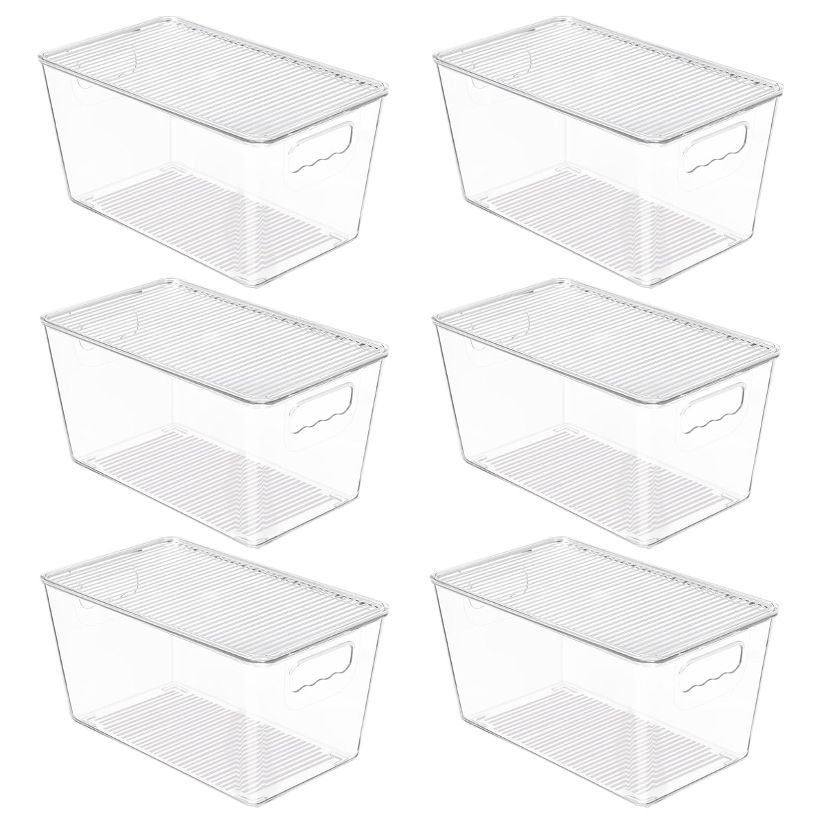 Vtopmart 6 Pack Clear Stackable Storage Bins with Lids and Handles, Medium