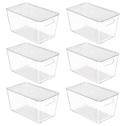 Vtopmart 4 Pack Clear Stackable Storage Bins with Lids and Handles, Large