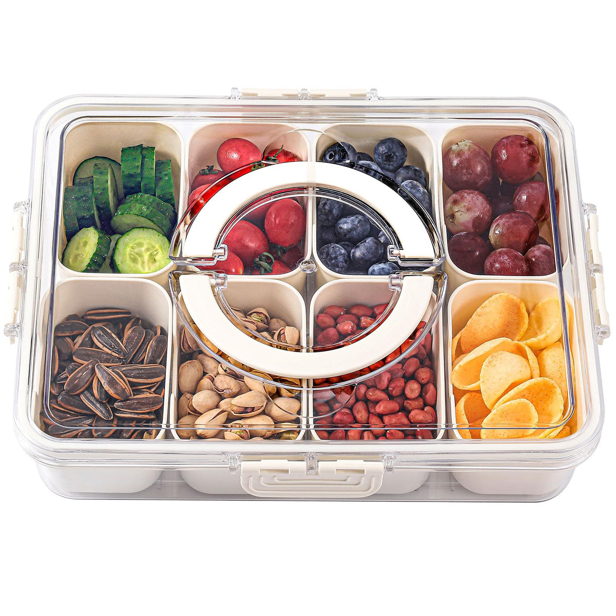 2Pcs Snackle Box Snack Containers with Lid Divided Serving Tray with Handle