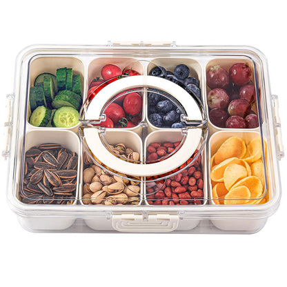 2Pcs Snackle Box Snack Containers with Lid Divided Serving Tray with Handle