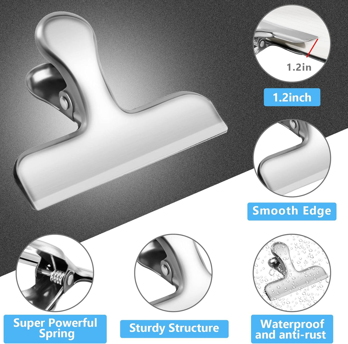 FINDMAG Bag Clips, 8 Pack Chip Clip Set for Kitchen Storage Use, Silver