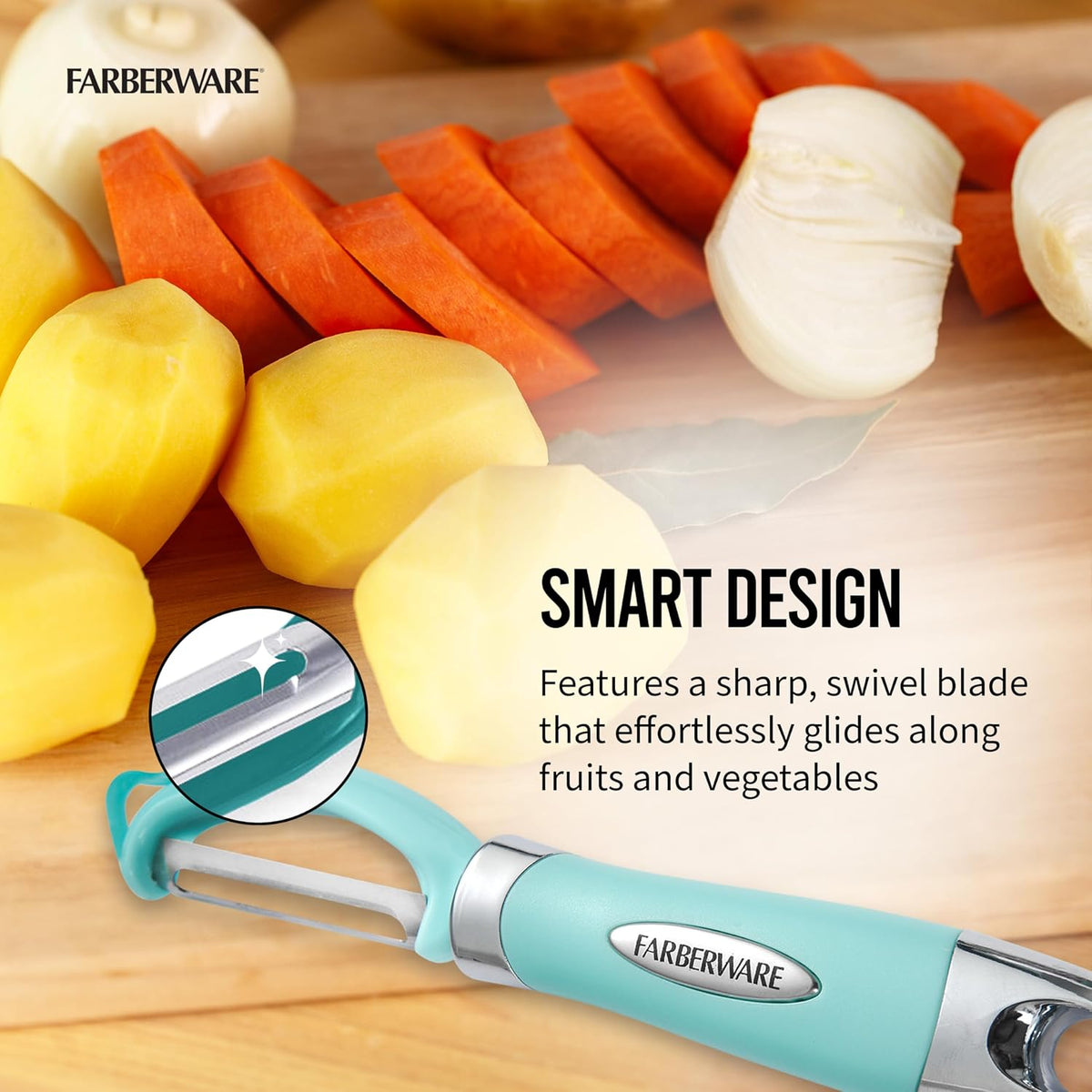 Farberware Euro Vegetable Peeler with Swivel Blade Aqua Sky