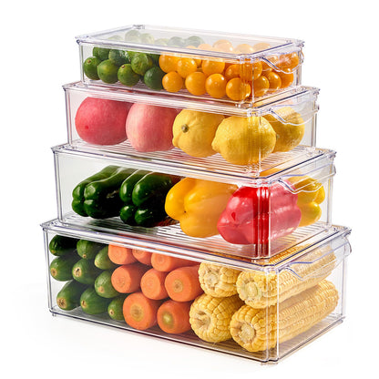 10 Pack Fridge Organizers and Storage, Clear Fridge Organizer Stackable