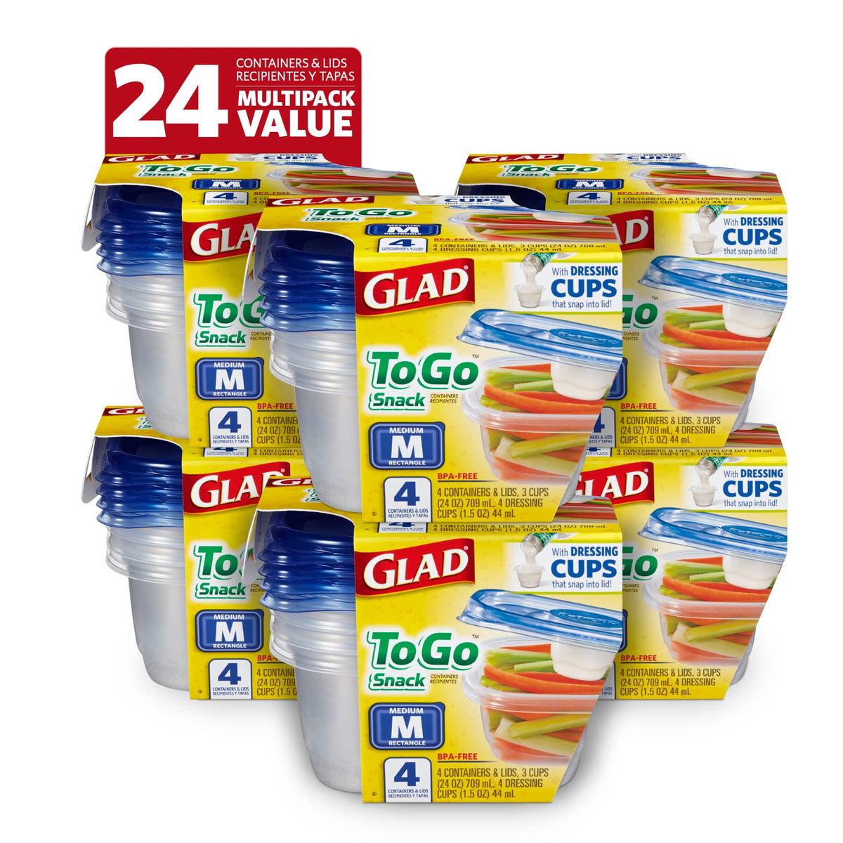 Glad GladWare Deep Dish Food Storage Containers, 64 Oz, 3 Count
