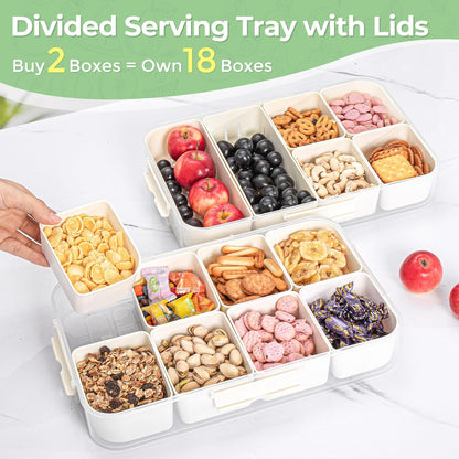 LUXEAR Snackle Box Container Dishwasher Safe Divided Serving Tray with Lid