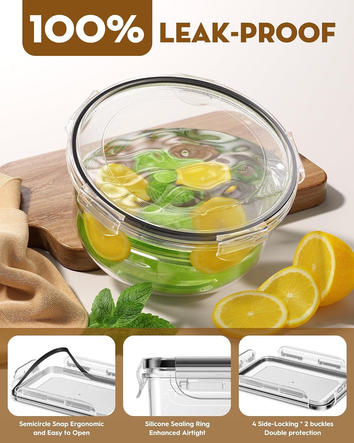 BiuLeon 40 PCS Food Storage Containers with Airtight Lids, BPA-free Plastic