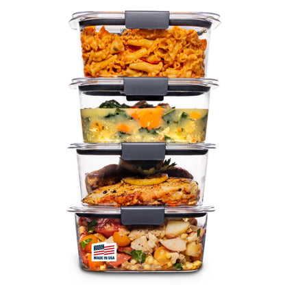 Rubbermaid Brilliance BPA-Free Food Storage Containers Multi Pack, 1.3 Cup Plastic Containers with Lids, 5 Pack, Leak Proof, Microwave & Dishwasher Safe