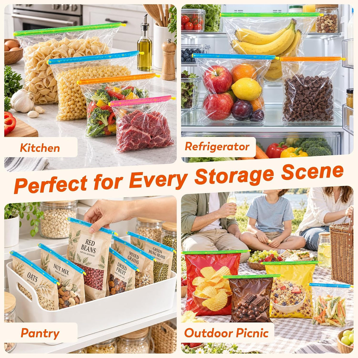 24Pack Chip Clips,Slide-On Bag Clip,Sealer Stick for Food Storage