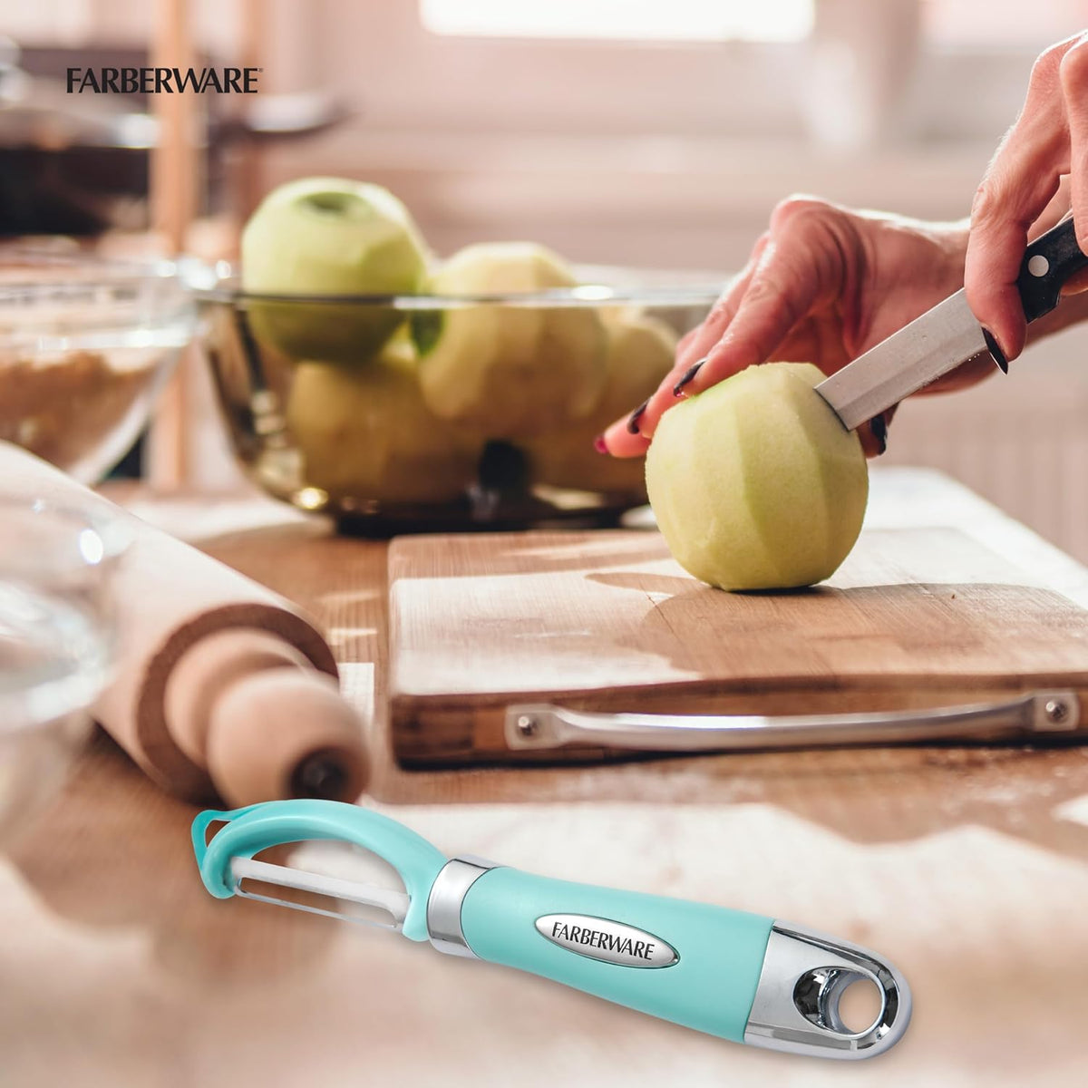 Farberware Euro Vegetable Peeler with Swivel Blade Aqua Sky
