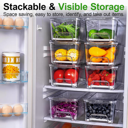 Fruit Storage Containers for Fridge with Pull-Out Organizer Bins, 4 pack