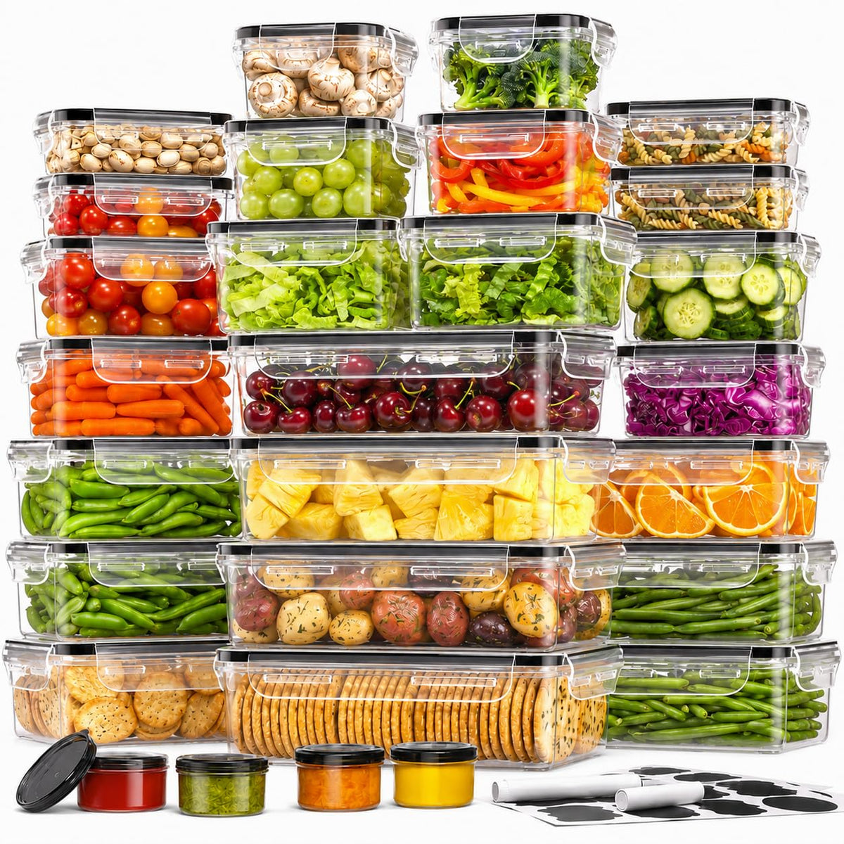 BiuLeon 40 PCS Food Storage Containers with Airtight Lids, BPA-free Plastic