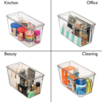 ClearSpace Plastic Storage Bins with Lids for Pantry & Fridge, 4 Pack