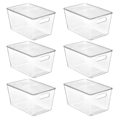 Vtopmart 4 Pack Clear Stackable Storage Bins with Lids and Handles, Large