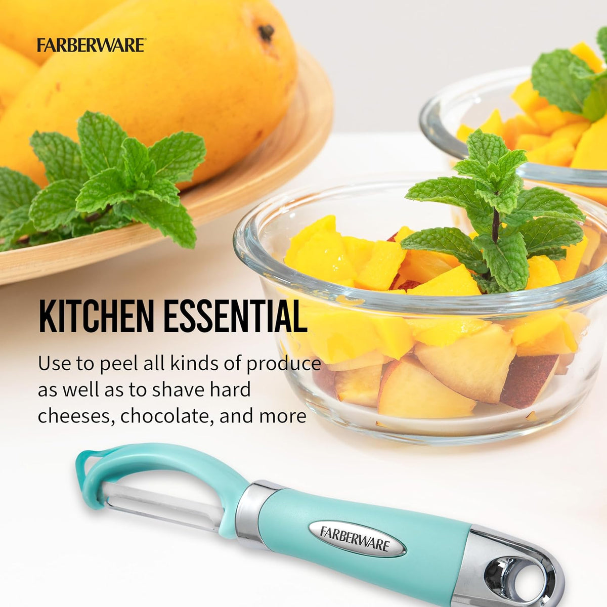 Farberware Euro Vegetable Peeler with Swivel Blade Aqua Sky