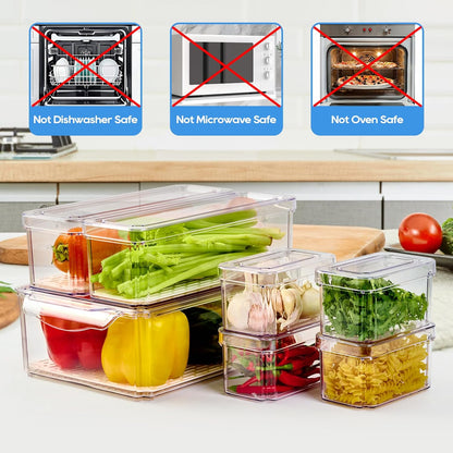 JollyPack Fridge Organizers, Refrigerator Organizer Bins with Lids, 14 Pack