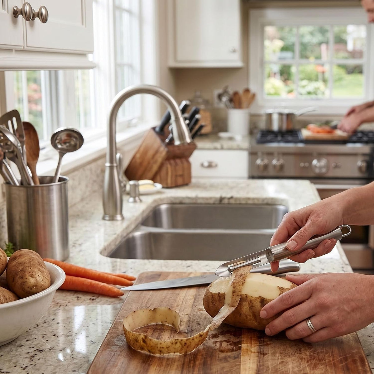 Stainless Steel Kitchen Peeler with Hook Sharp Blade Dual Handed