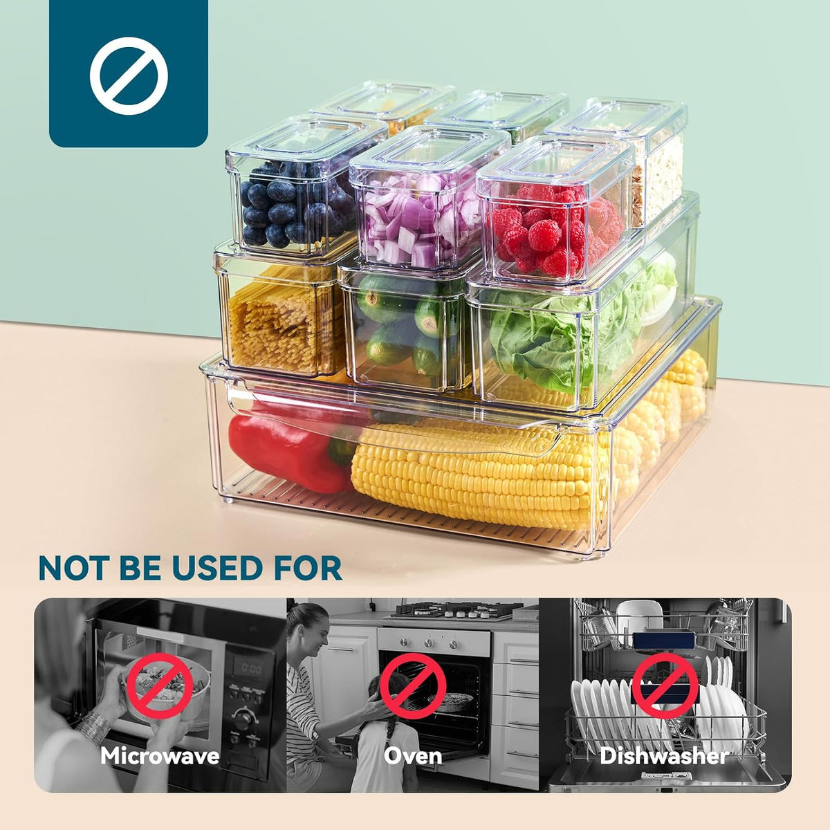 10 Pack Fridge Organizers and Storage, Clear Fridge Organizer Stackable