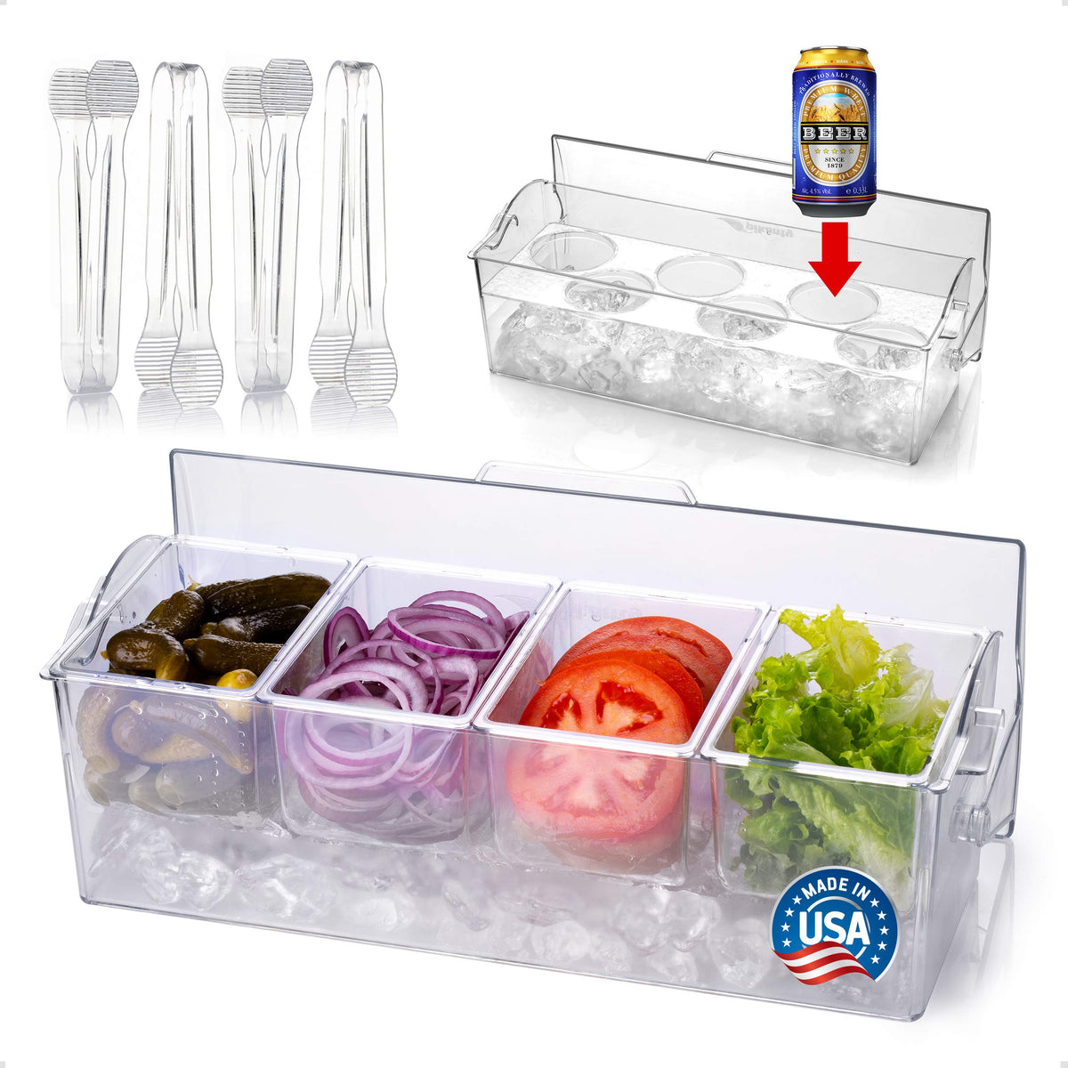 Pikanty Clear Refrigerator Organizer Bin with Handles — 11 Inch Compact Stackable Fridge and Pantry Storage Container for Snacks, Yogurt, Condiments, Dishwasher Safe, Made in USA