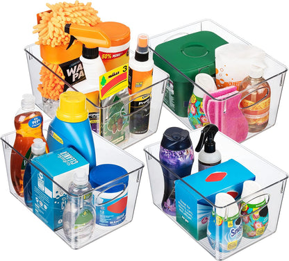 CLEARSPACE Plastic Storage Bins With lids – Perfect Kitchen Fridge Organizer, Pantry Organization, Cabinet Organizers (4 Pack)