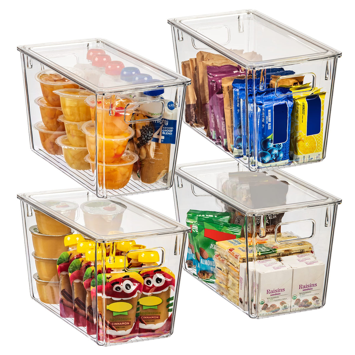 ClearSpace Plastic Storage Bins with Lids for Pantry & Fridge, 4 Pack