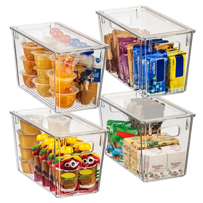 ClearSpace Plastic Storage Bins with Lids for Pantry & Fridge, 4 Pack