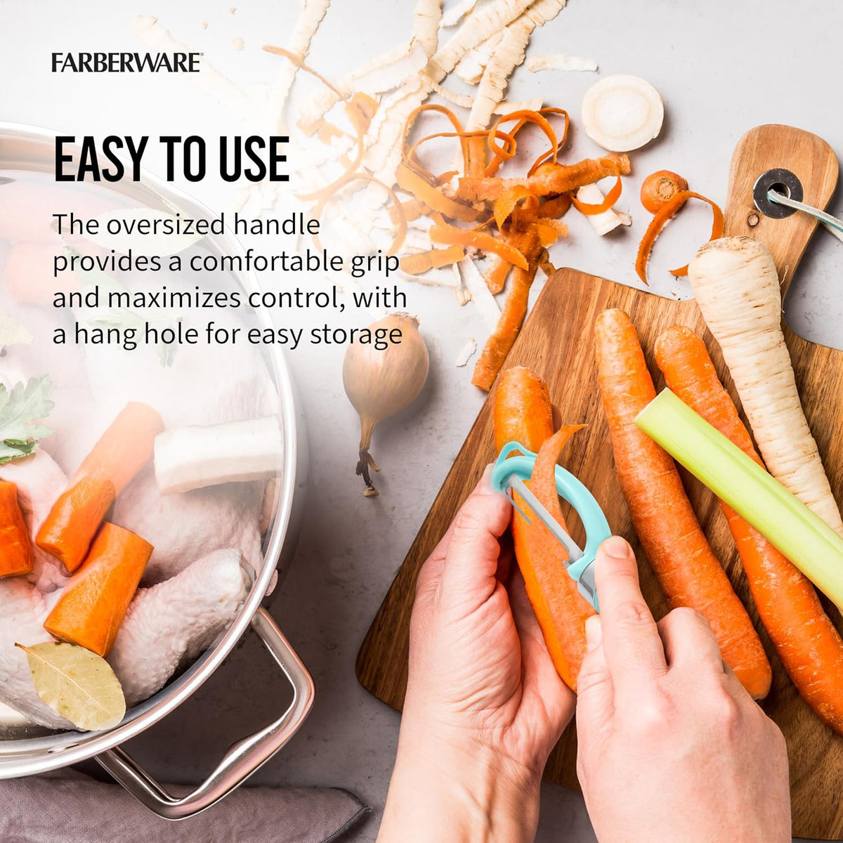 Farberware Euro Vegetable Peeler with Swivel Blade Aqua Sky