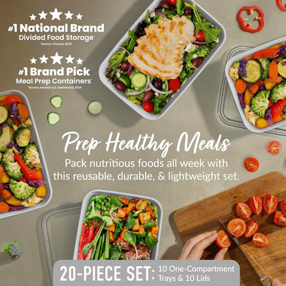 Bentgo Prep 1-Compartment Meal Prep Containers with Lids, 20 Piece Set
